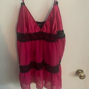 Hot pink lace and mesh detail camisole